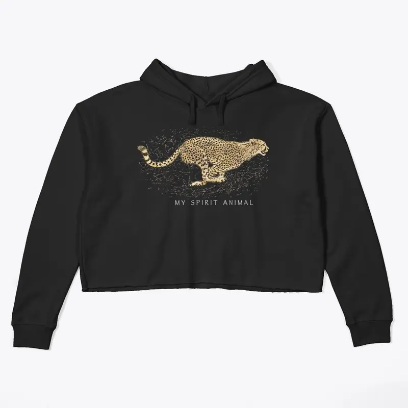 Sprinting Cheetah on cropped hoodie